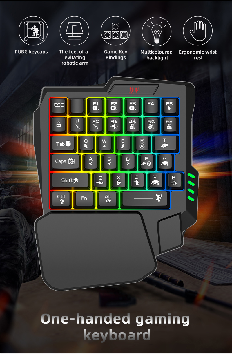 Gaming Keyboard Half - Mini One Hand Gaming Keyboard, Vibrant