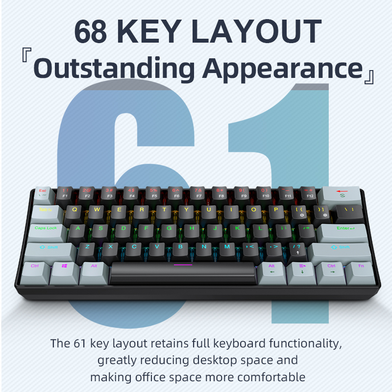 Gaming Keyboard Blue Switches - APAYADO K61 Mini Gaming Keyboard 60%