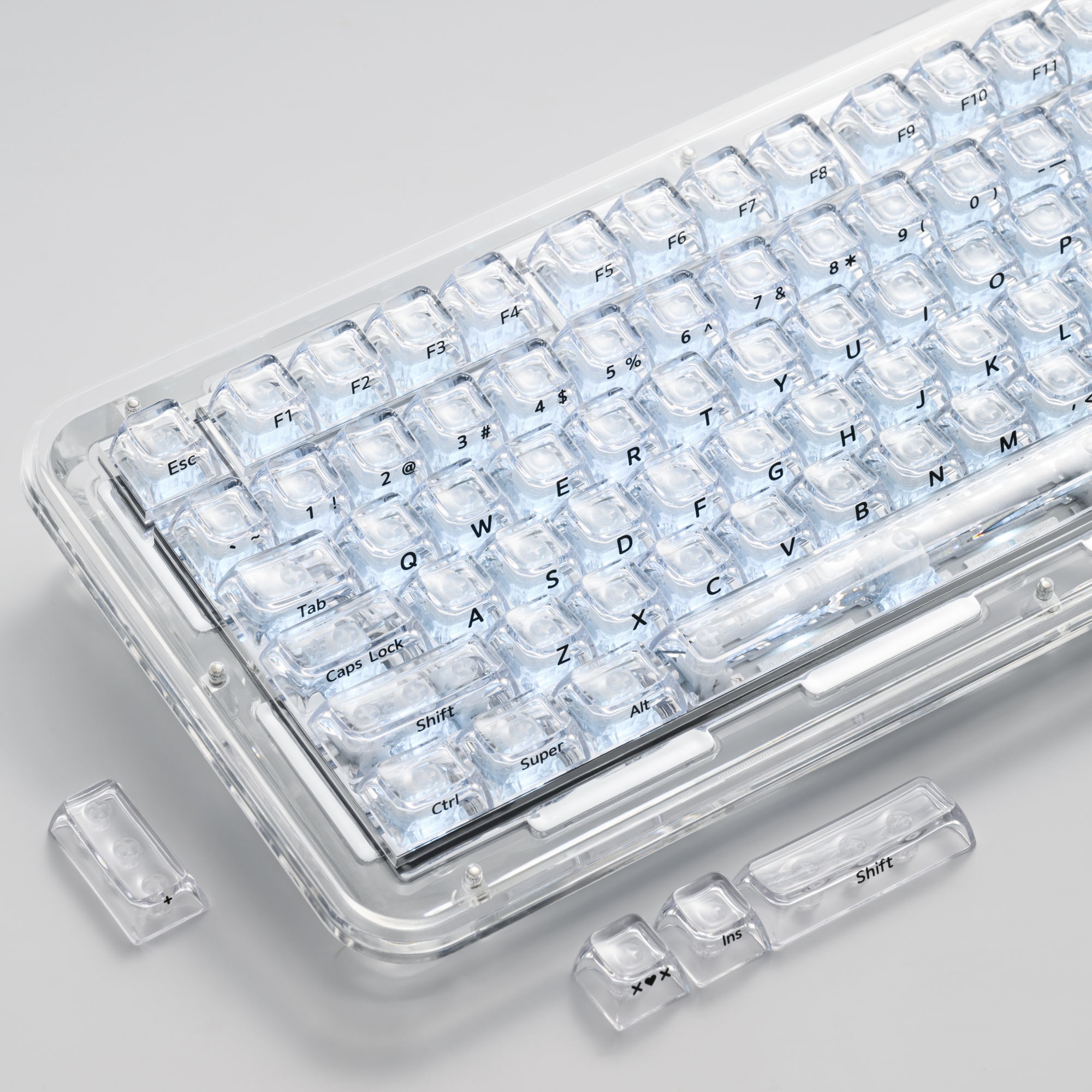 Gaming Keyboard Typewriter - XVX Crystal Transparent SA Profile Keycaps