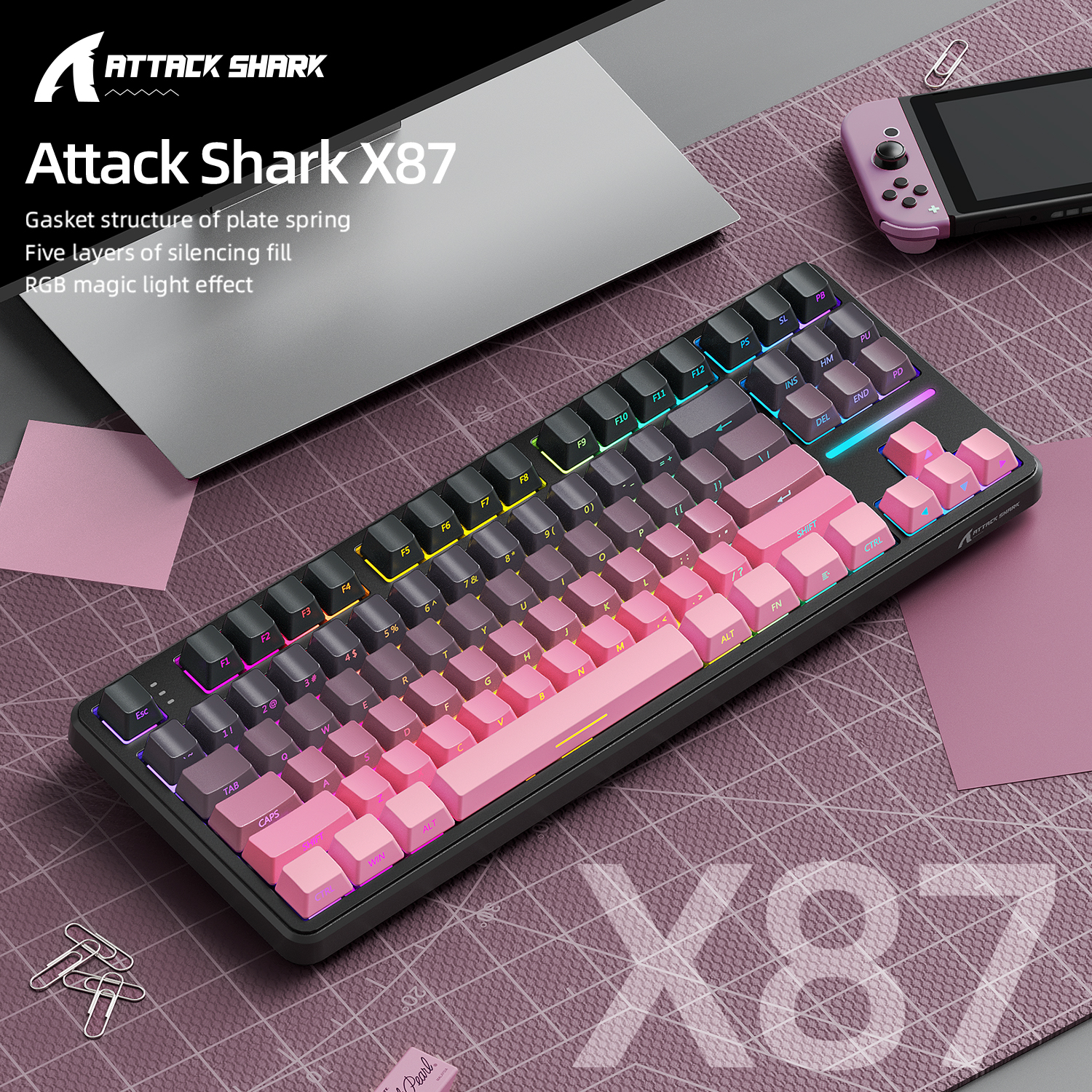 Gaming Keyboard Half - Attack Shark X87 Macro Drive Gaming