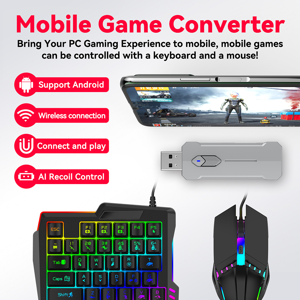 5 in 1 Mobile Game Converter K - Gaming Keyboard And Mouse Converter For Mobile recension och pris