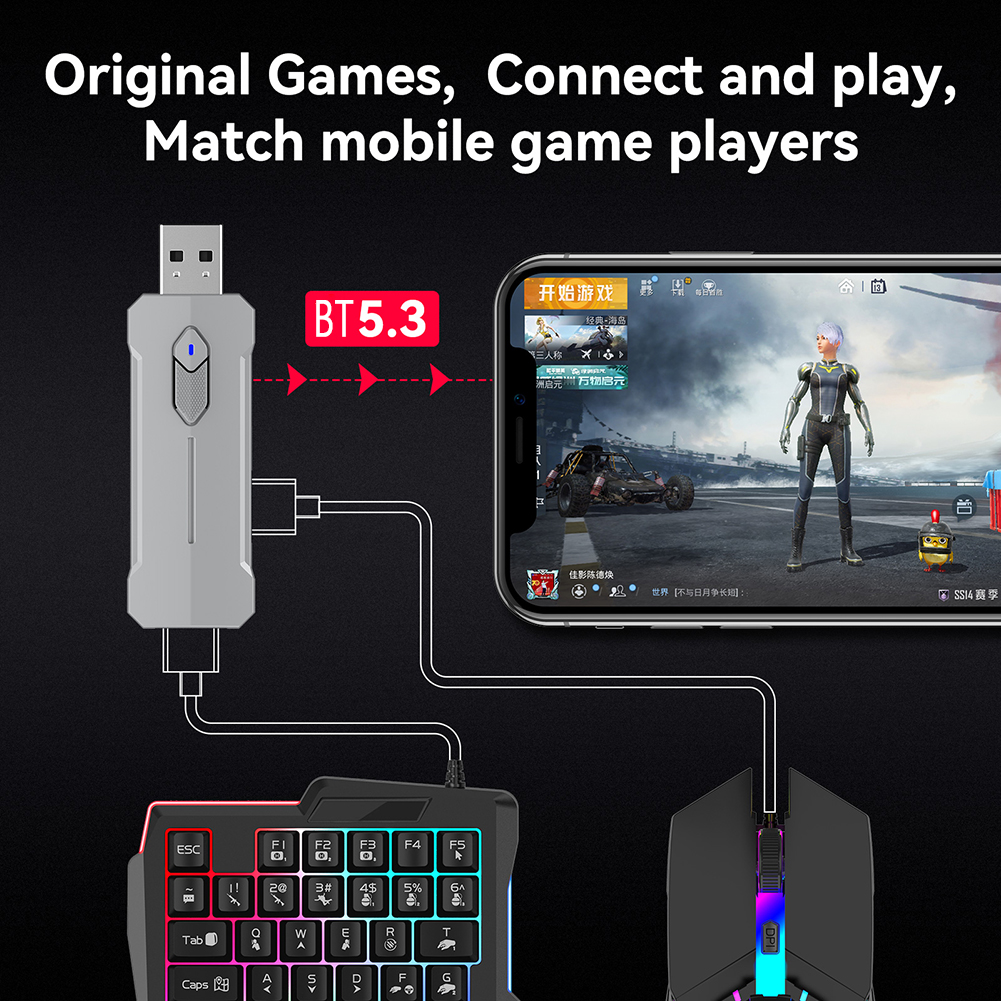 5 in 1 Mobile Game Converter K - Gaming Keyboard And Mouse Converter For Mobile recension och pris