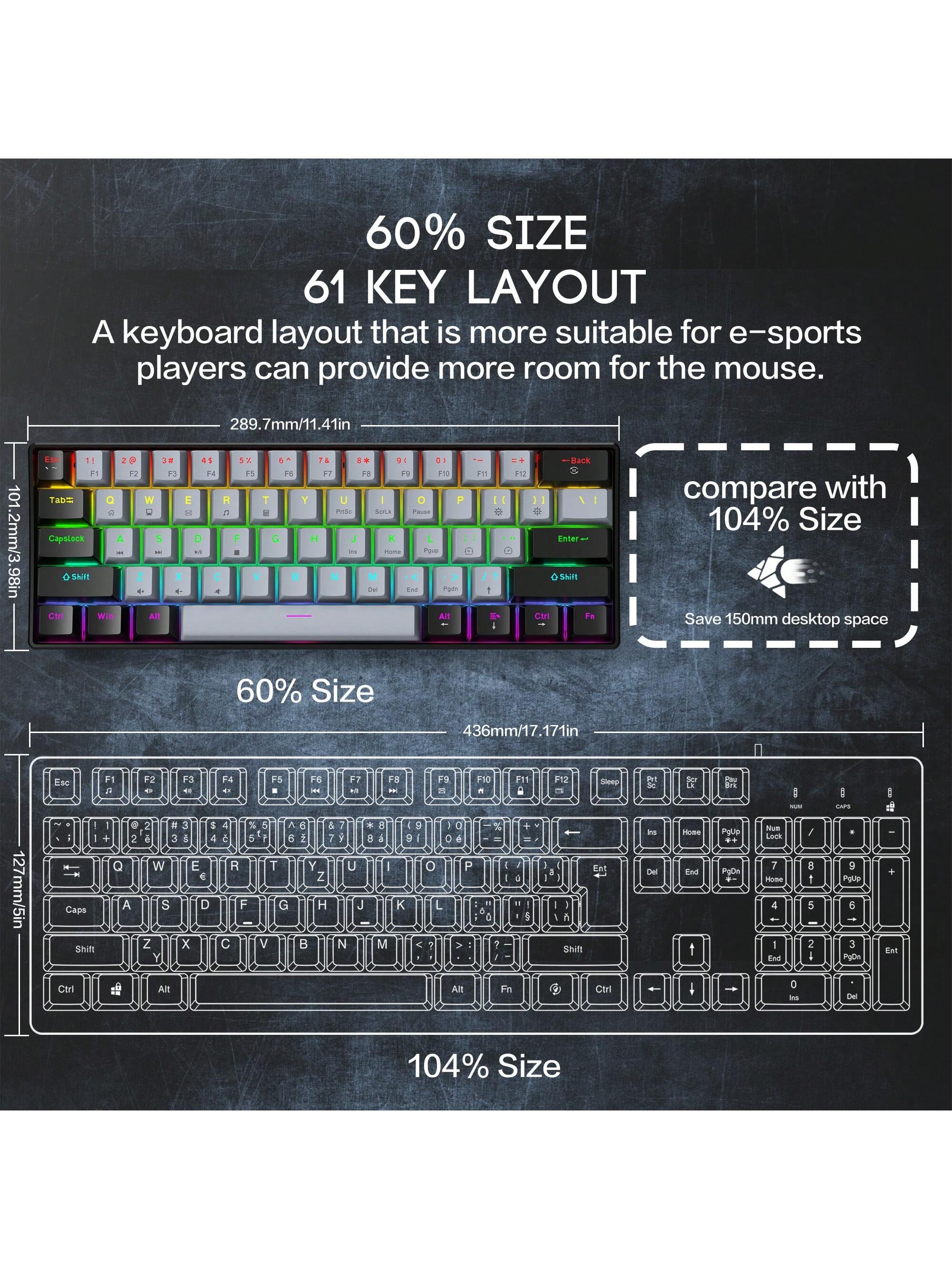 60% Wired Gaming Mechanical Ke - Gaming Keyboard Half recension och pris