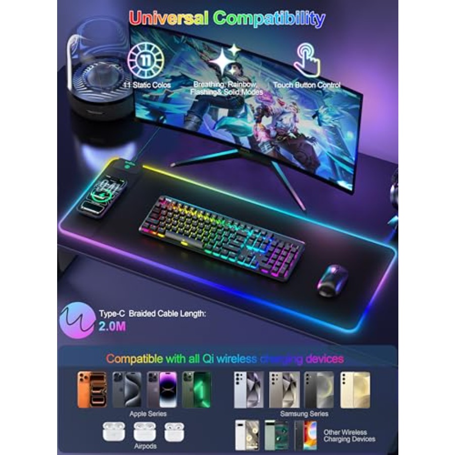 Mouse Pad with 15W Wireless Ch - Gaming Keyboard Number Pad recension och pris