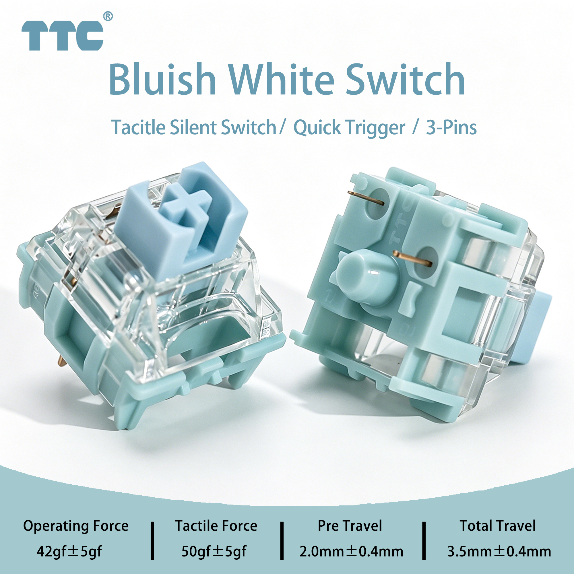 TTC Bluish White Silent Switch - Gaming Keyboard Ergo recension och pris