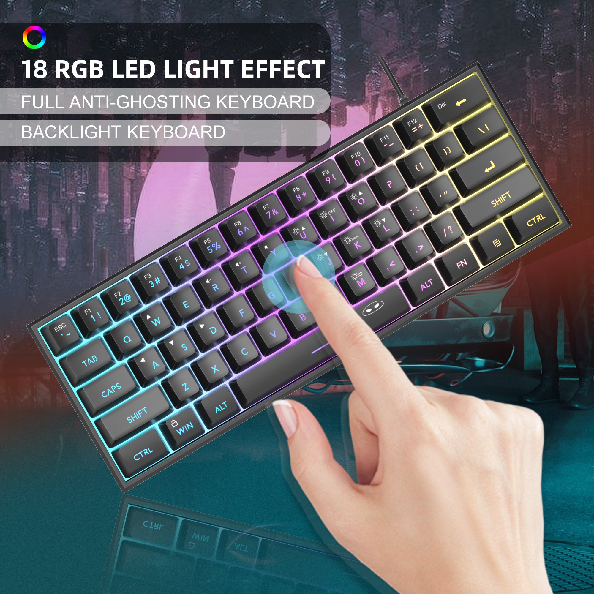 MageGee Mini 60% Gaming Keyboa - Gaming Keyboard 1 Hand recension och pris
