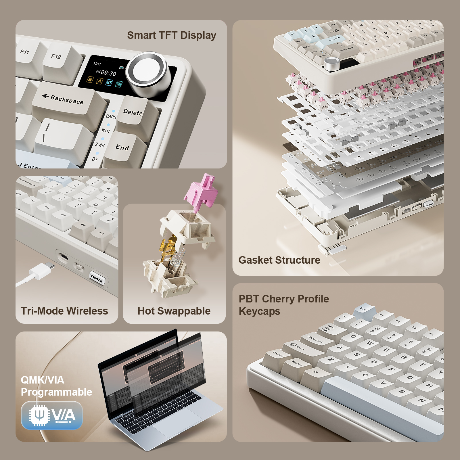 YUNZII B75 PRO MAX Wireless Me - Keyboard Gaming Mac recension och pris