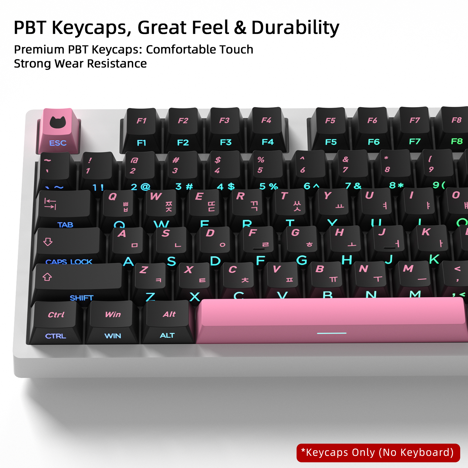 Black Pink Cat Korean Keycaps  - Gaming Keyboard Typewriter recension och pris
