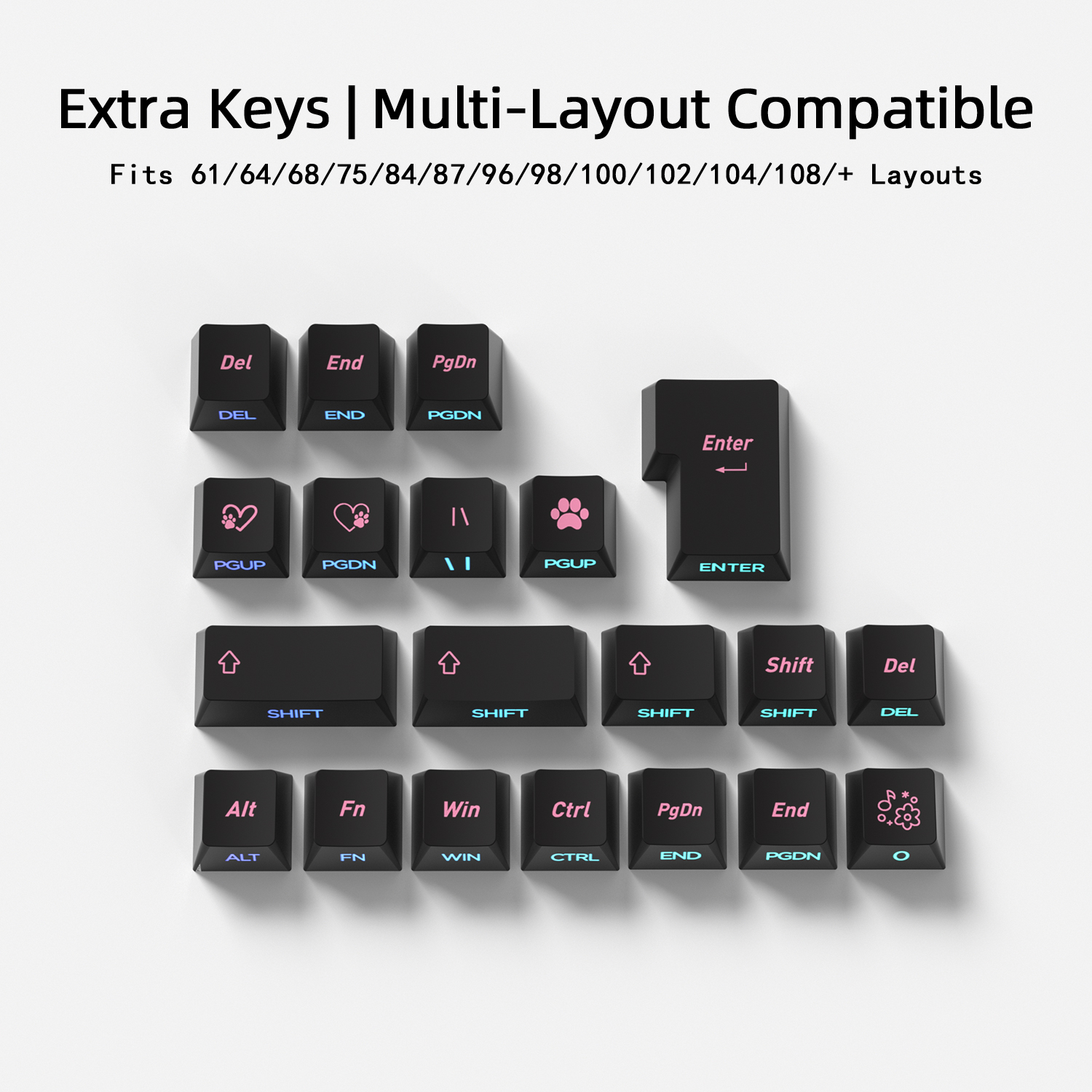 Black Pink Cat Korean Keycaps  - Gaming Keyboard Typewriter recension och pris