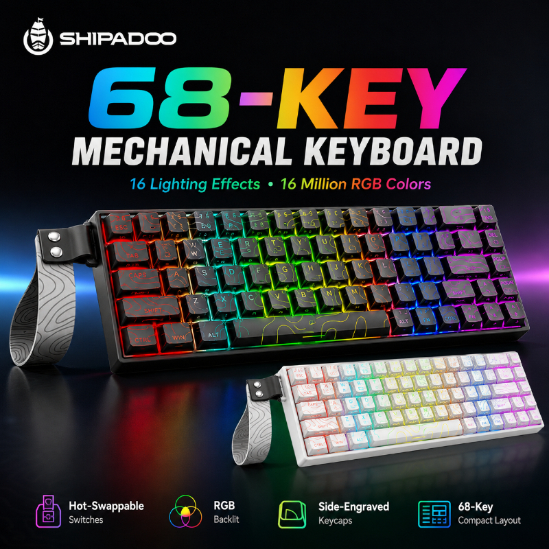 SHIPADOO IK68 Wired Mechanical - Gaming Keyboard Half recension och pris