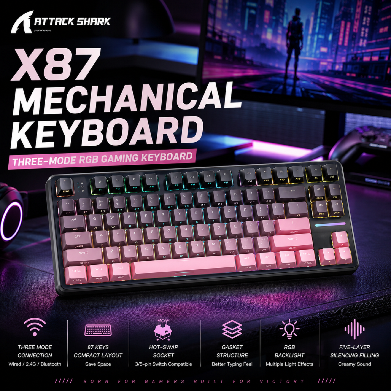Attack Shark X87 Macro Drive G - Gaming Keyboard Bluetooth recension och pris