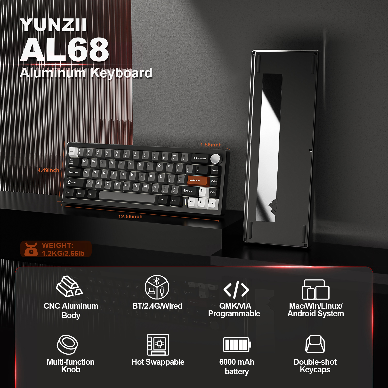 YUNZII AL68 Black QMK/VIA Mech - Gaming Keyboard Mobile recension och pris