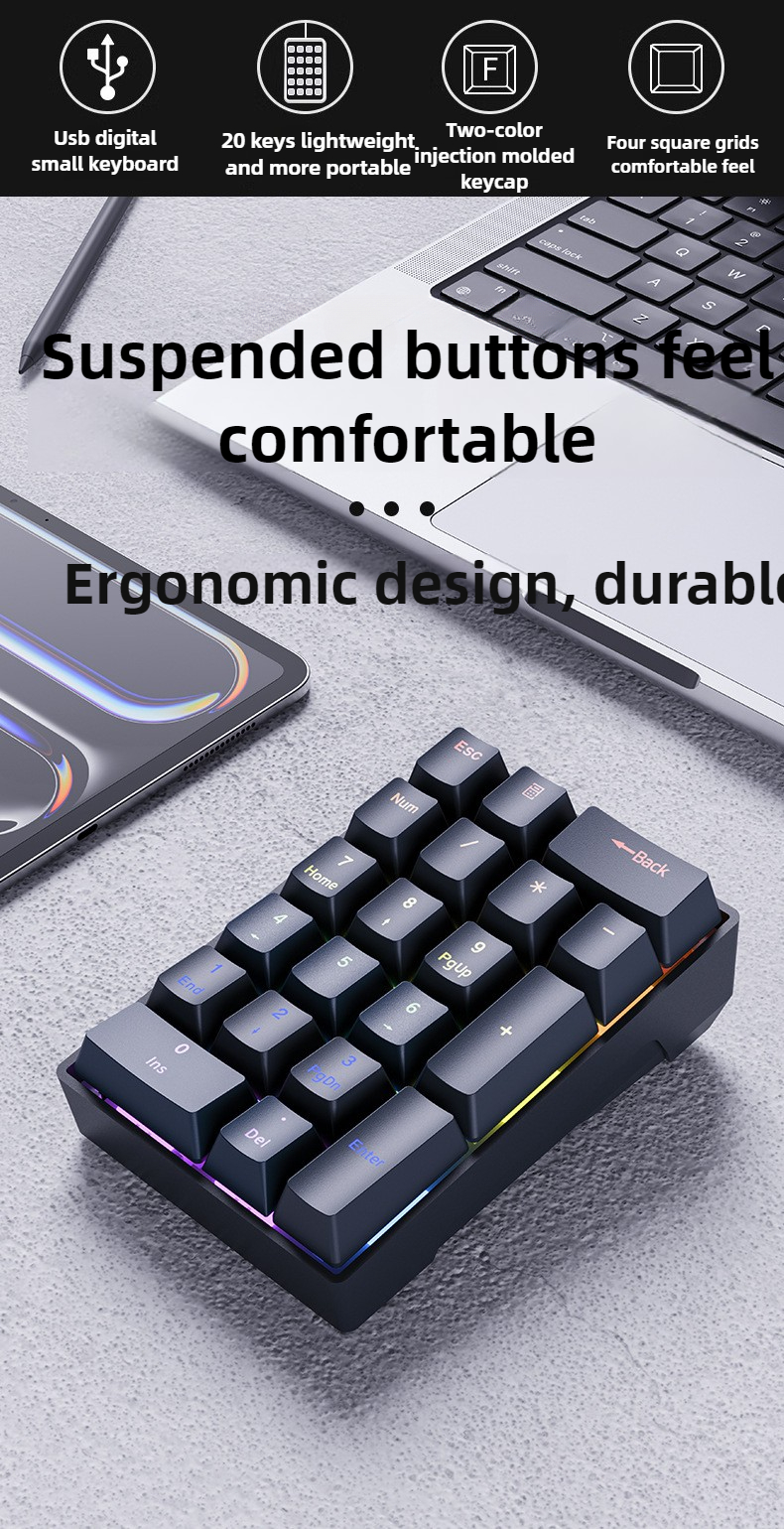 20 Keys Numeric Mechanical Wir - Gaming Keyboard Number Pad recension och pris