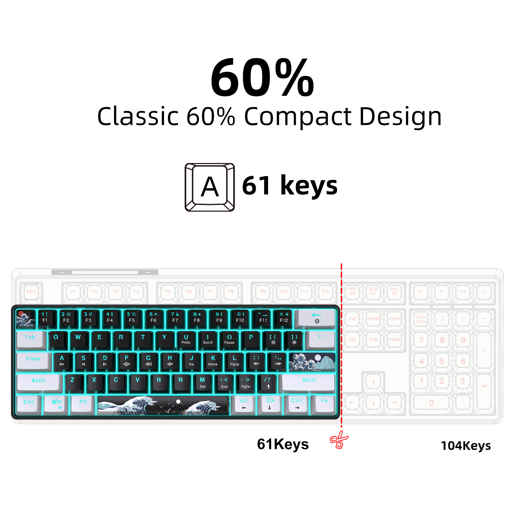 60% Mechanical Keyboard, Gamin - Gaming Keyboard Blue Switches recension och pris