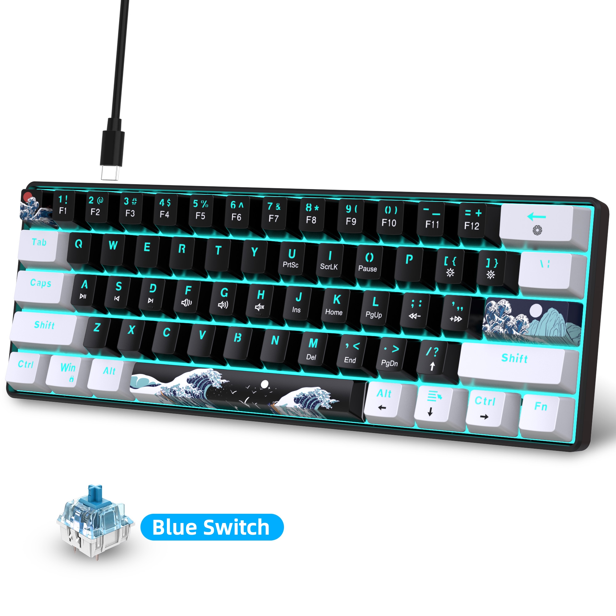60% Mechanical Keyboard, Gamin - Gaming Keyboard Blue Switches recension och pris