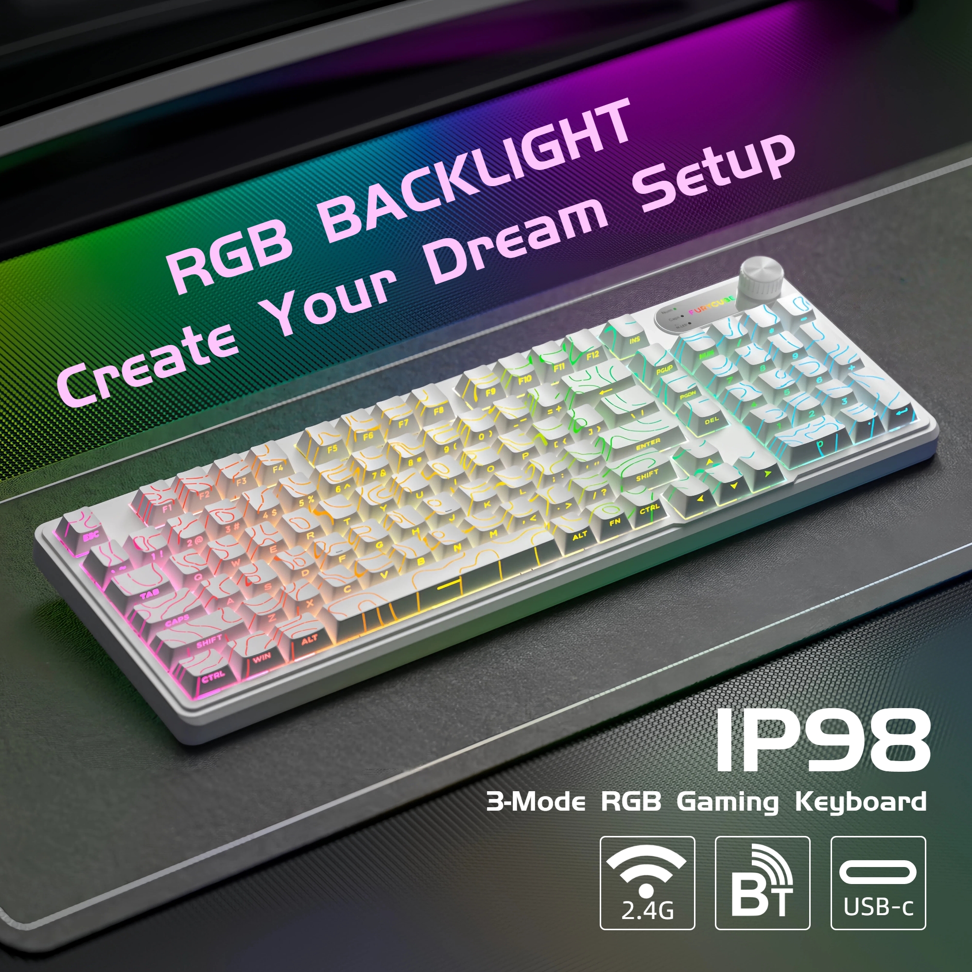 IP98 Tri‑Mode RGB Wireless Key - Gaming Keyboard Ip98 recension och pris