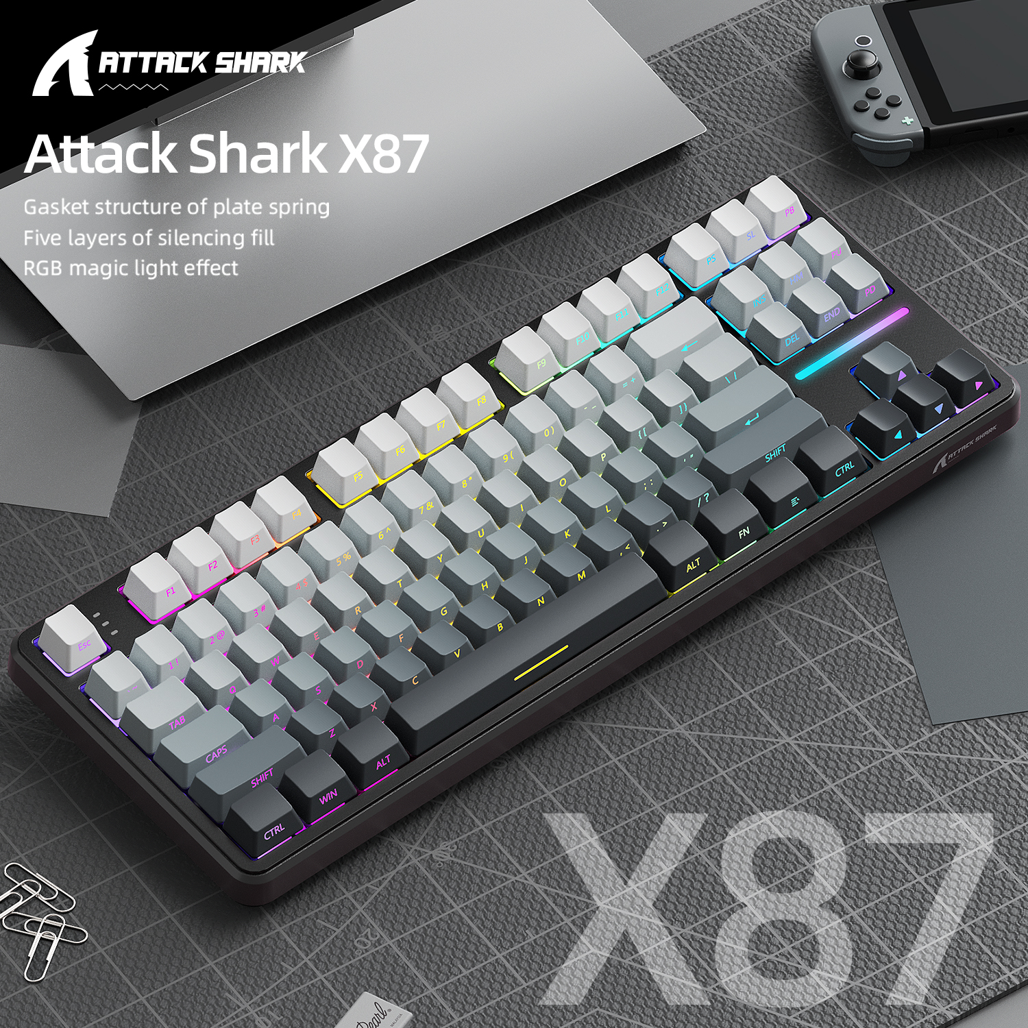 Attack Shark X87 Macro Drive G - Gaming Keyboard Half recension och pris