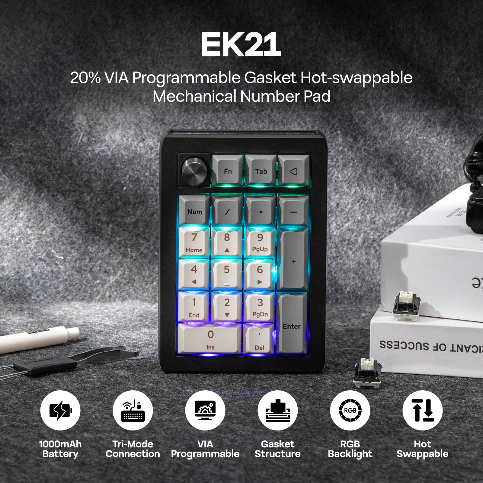 EPOMAKER EK21 VIA 20% Gasket W - Keyboard Gaming Mac recension och pris
